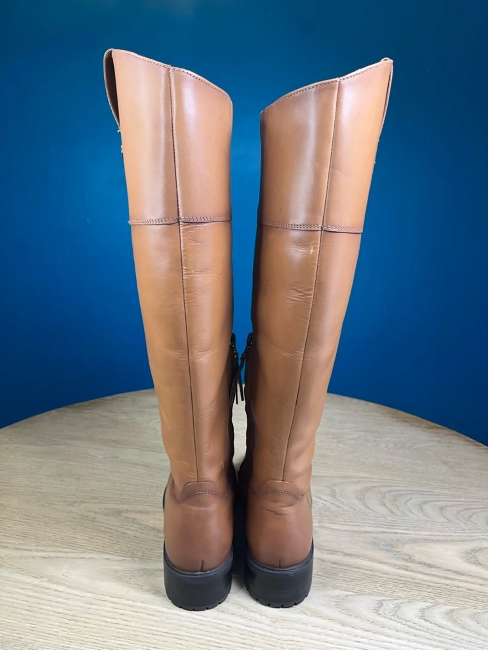 Sam Edelman Drina Knee High Tall Riding Boots Tan New Whiskey Women’s Size 9.5